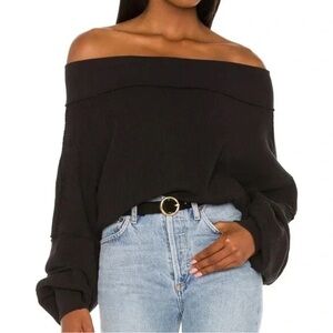 FREE PEOPLE We the Free Close To You Off The Shoulder Thermal Top Sz Small